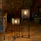 Glitzhome® Black Metal Cutout Pattern Solar Powered Outdoor Floor Lanterns Set